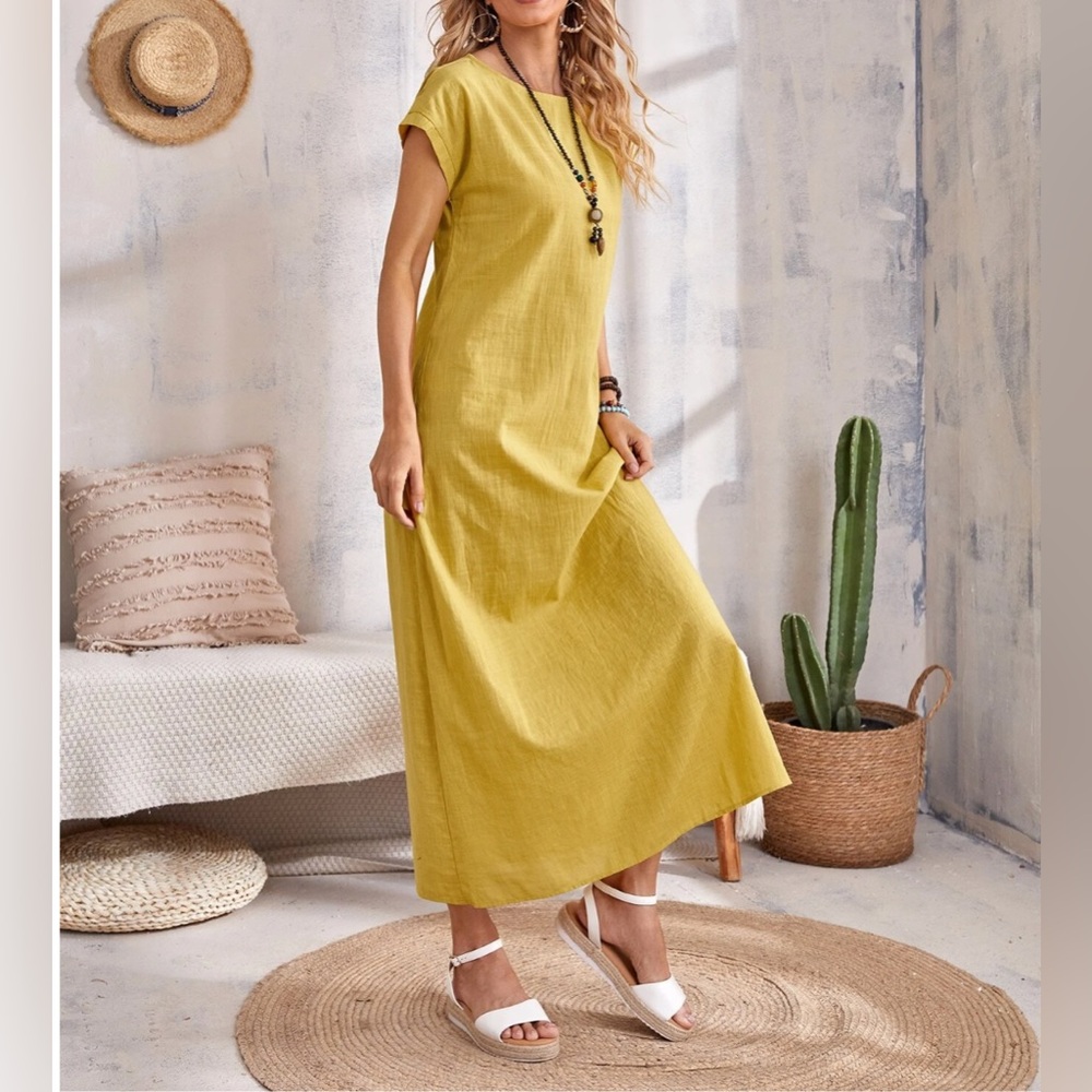 Cotton Maxi Dress Yellow - Picture 5 of 5